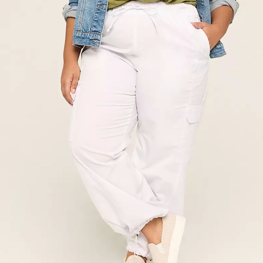 Women's Parachute Cargo White Pants